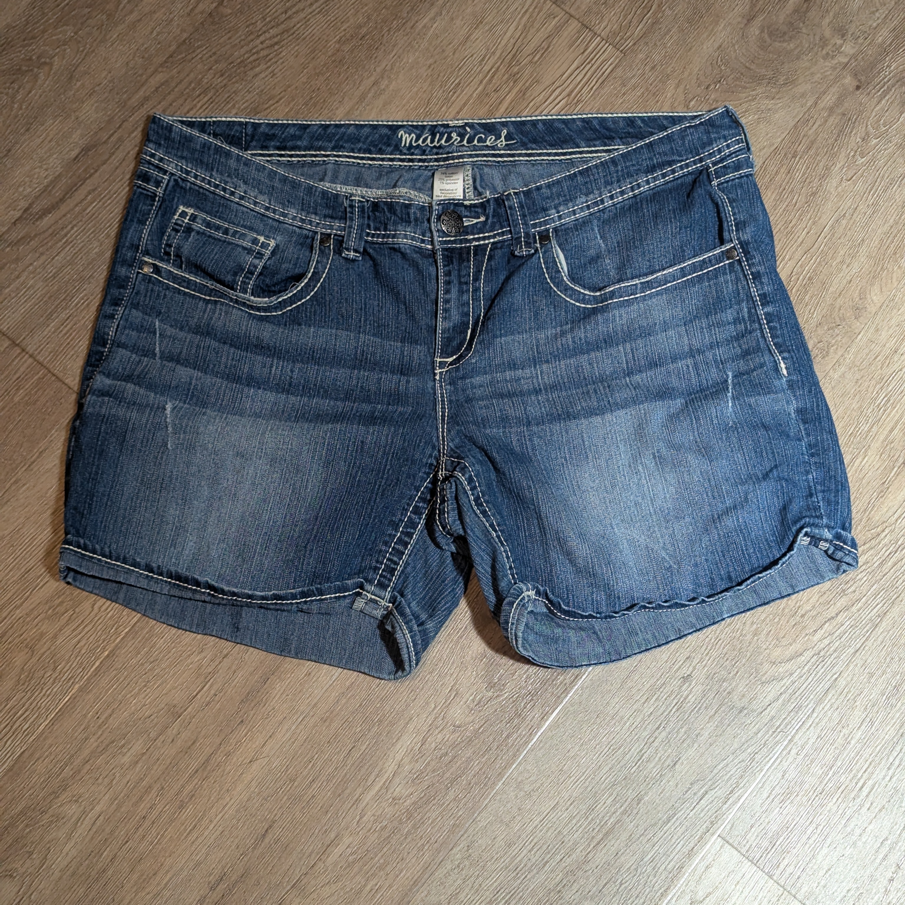 Maurices Blue Jean Shorts Flips Hems Size 18